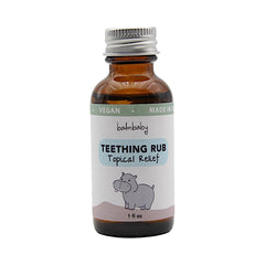BALM! Baby Teething Oil Rub applied to gums for gentle teething relief.