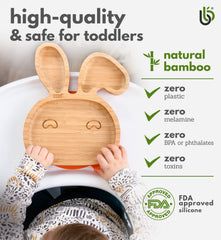 Bamboo Bamboo baby bunny plate weaning blue helps transition to solid foods.