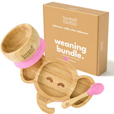 Bamboo Bamboo baby plate with suction elephant pink stays put for mess-free meals.