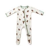 Bamboo Little front view of soft baby footie pajamas showing breathable comfort.