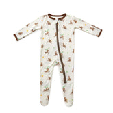 Bamboo Little soft baby footie pajamas front view provide breathable, cozy comfort for naps.