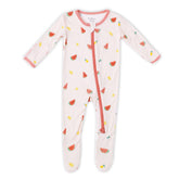 Bamboo Little Soft Baby Footie Pajamas Watermelon front view highlights soft, breathable comfort