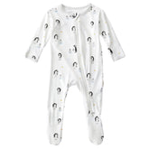 Bamboo Little soft baby footie penguin front view shows breathable comfort for newborns.