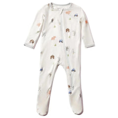 Bamboo Little soft baby footie fabric closeup shows breathable bamboo viscose for cozy wear.