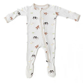 Bamboo Little soft-footie pajamas cow print for cozy 0-3 month newborn wear