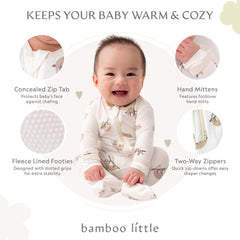 Bamboo Little soft footie two-way zipper enables quick diaper changes