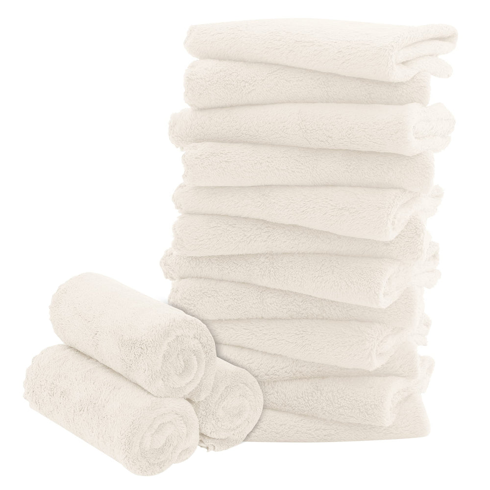 BAMBOO QUEEN 16 pack cream folded washcloths for gentle newborn baths
