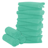 BAMBOO QUEEN 16-pack baby washcloths in aqua-green coral fleece, soft and absorbent for bath time