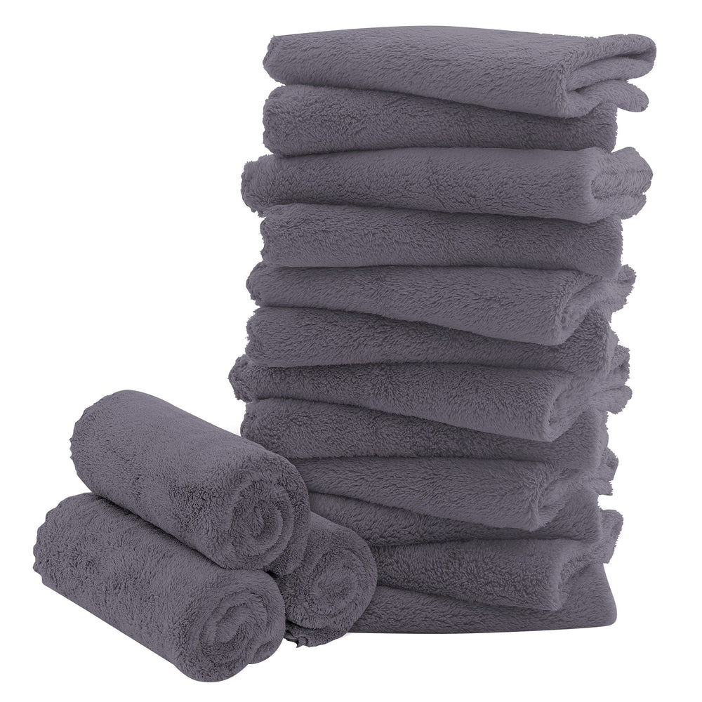 BAMBOO QUEEN 16-pack baby washcloths close-up coral fleece texture showing plush softness