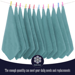 Bamboo Queen 16-pack teal coral fleece washcloths highlight no-pilling and durability.