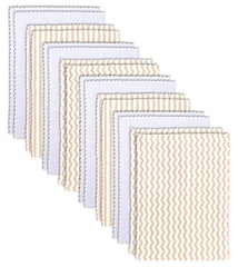 BAMBOO QUEEN 16-pack burp cloths pack shot in brown and white, soft protection for feeding.