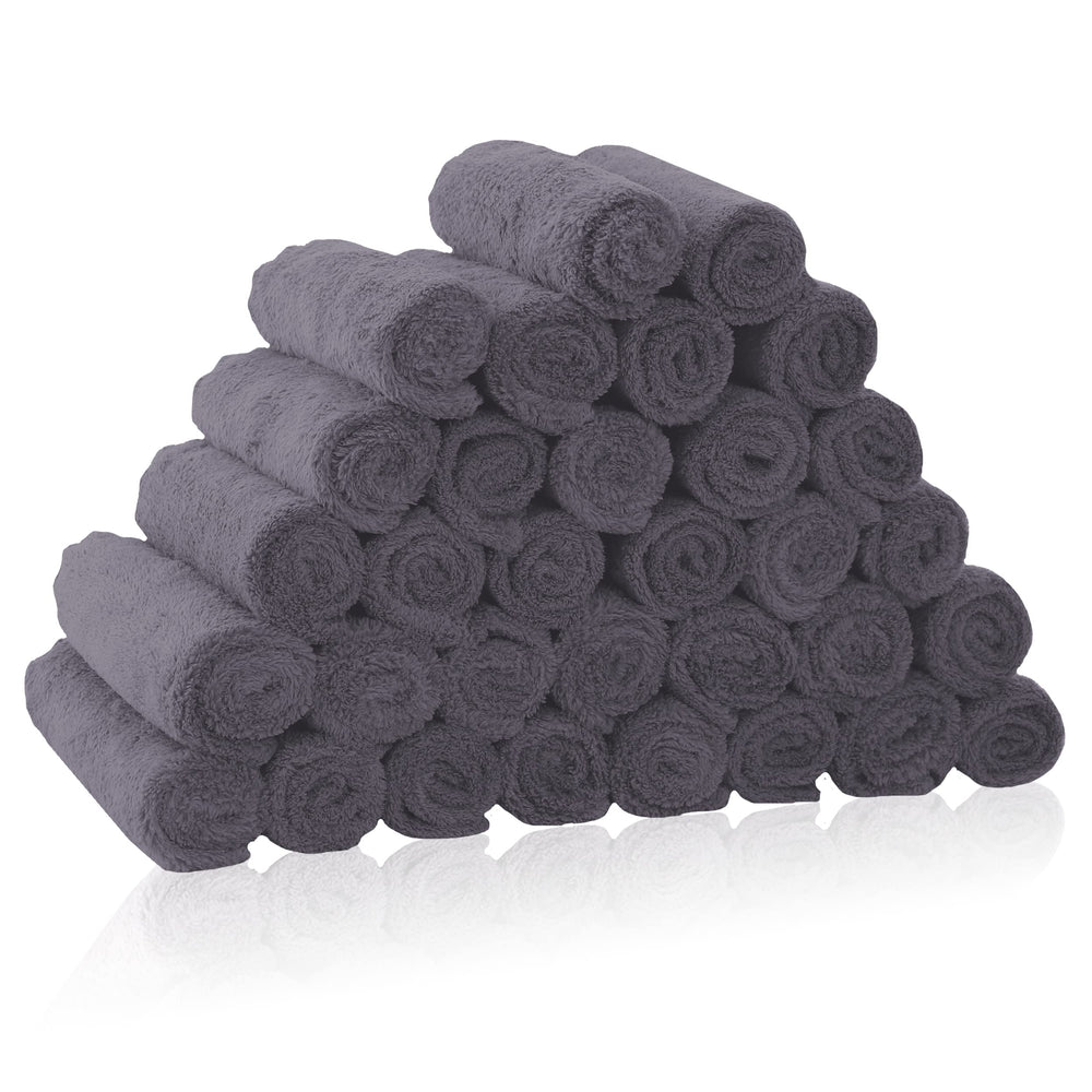 BAMBOO QUEEN 32-pack baby washcloths in grey provide plush softness for newborn baths.