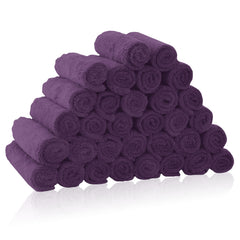 BAMBOO QUEEN 32-pack plum washcloths plush coral fleece for gentle baths