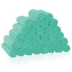 Bamboo Queen 32-pack washcloths Aqua Green for gentle newborn bath time.