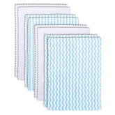 Bamboo Queen eight-pack burp cloths in aquamarine and white for quick cleanup.