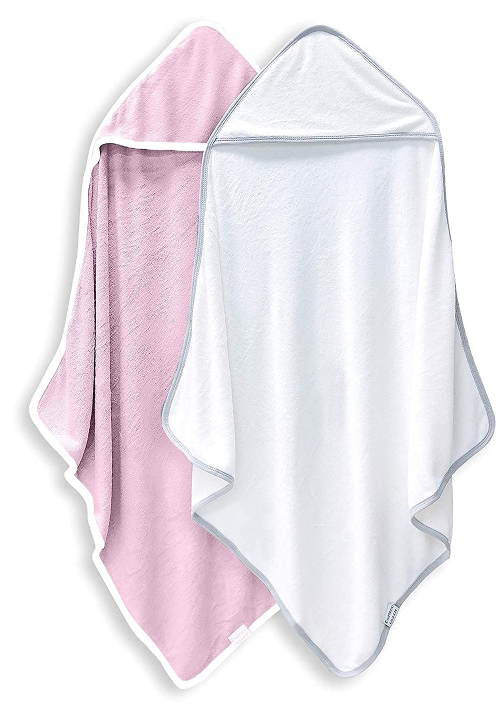 BAMBOO QUEEN baby bath towel folded in white and pink shows plush softness for delicate skin