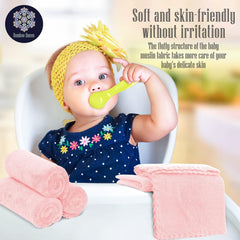Bamboo Queen baby washcloths used as burp cloths for quick cleanups