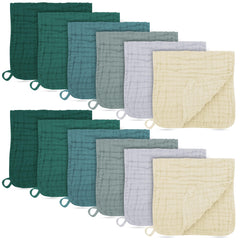 BAMBOO QUEEN ivory burp cloths spread showing soft four-layer protection for spills.