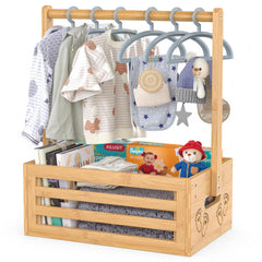 BAMBOOHOMIE baby shower crate closet front view shows natural bamboo elegance for a stylish gift