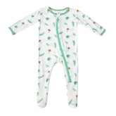 Bamboo Little soft baby footie pajamas Bird of Paradise frontal view for cozy newborn sleep.