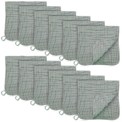 BAMBOO QUEEN muslin burp cloths 20x10 green pack cover for full shoulder protection.