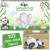 Bambooties bamboo diapers small pack front with eco-friendly packaging.