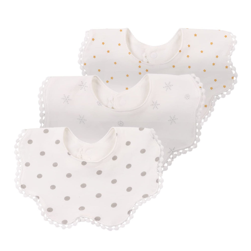 Bamery baby bandana bib white cotton soft fabric close-up gentle comfort