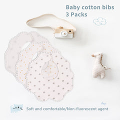 Bamery white drool bib close-up shows absorbent cotton for mess control