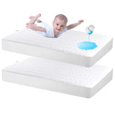 Bamuho cotton crib mattress protector in duck egg pattern, gentle skin-friendly comfort.