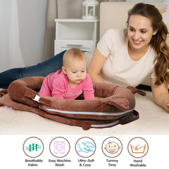 Banakshol Baby Lounger seated support pillow helps infants sit up comfortably during playtime.