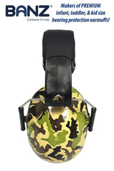 BANZ Kidz earmuffs worn by a child—lightweight yet sturdy protection at events and travel