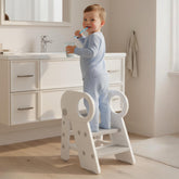 Baobrava foldable step stool assembled for independent toddler reaching sink