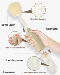 Baobrava straw brush with soft bristles cleans narrow openings safely.