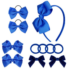 Baotongle Royal Blue large bow headband for polished school-day looks and secure wear
