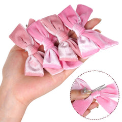 Baotongle velvet bow close-up highlighting luxuriously soft fabric texture