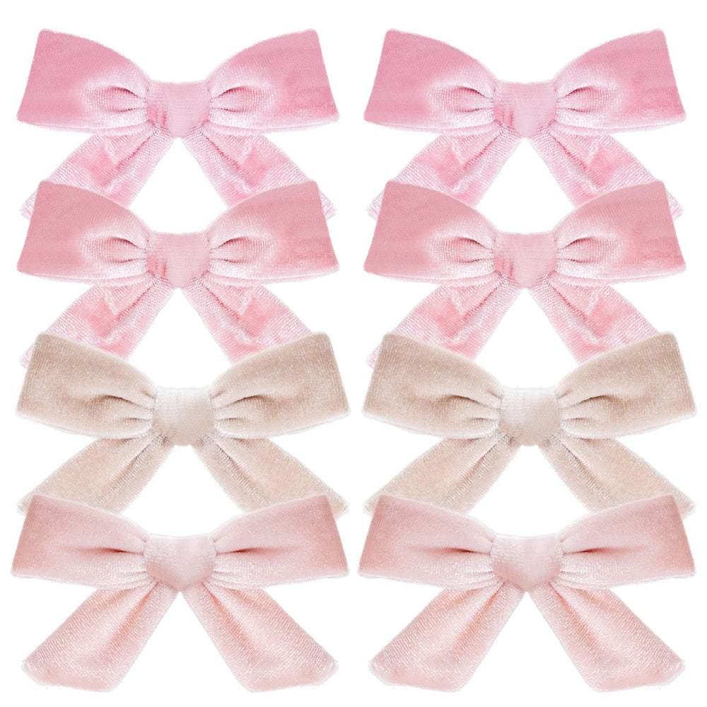 Baotongle velvet bow pink set1 with non-slip clip keeps hair in place during play.
