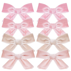 Baotongle velvet bow pink set1 with non-slip clip keeps hair in place during play.