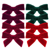 Baotongle velvet bow red closeup shows soft fabric and secure clip for daily wear.