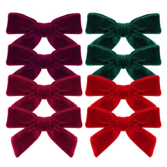 Baotongle velvet bow red closeup shows soft fabric and secure clip for daily wear.