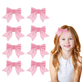 Baotongle velvet hair bow pink clip with secure alligator grip for busy toddlers.