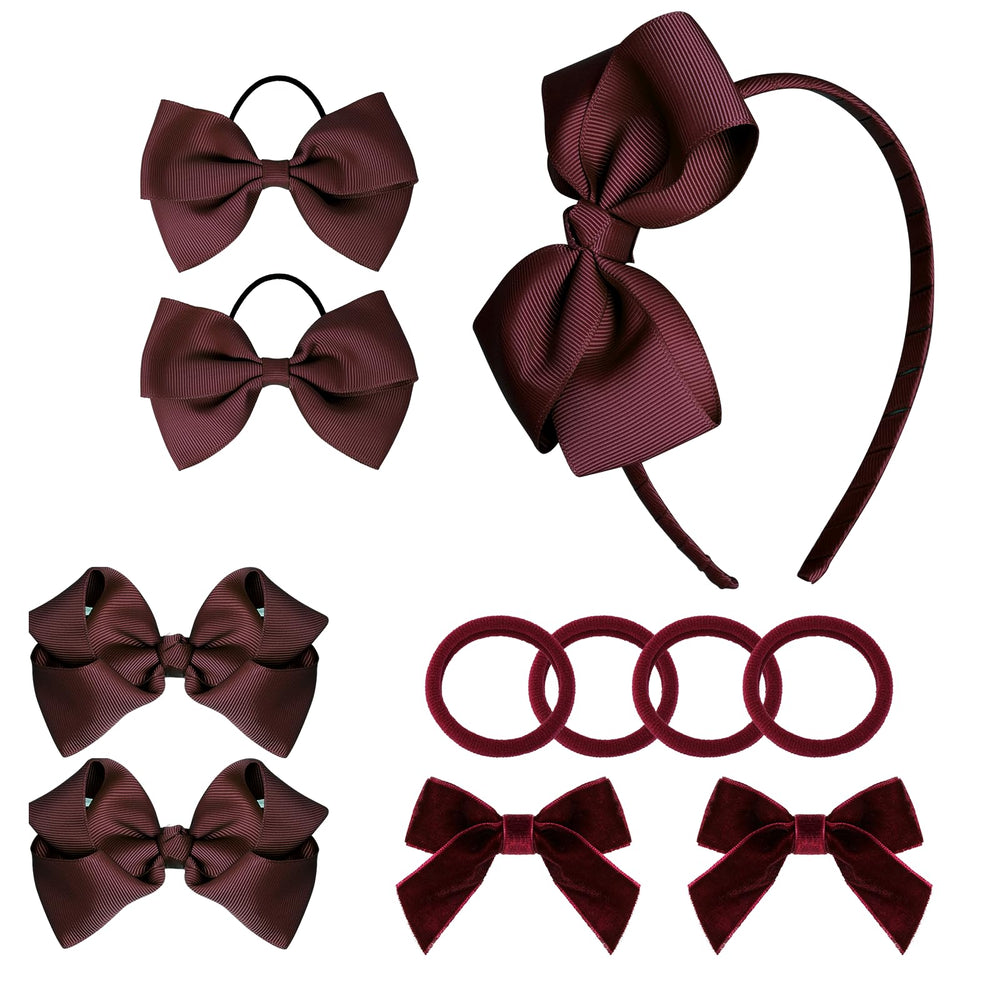 Baotongle wine red large bow headband for chic school looks