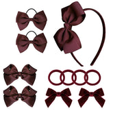 Baotongle wine red large bow headband for chic school looks