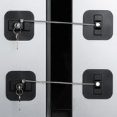 BAOWEIJD fridge lock 2-pack with keys secures doors for child safety.