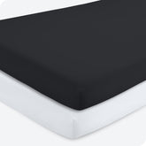 Bare Home 2-pack fitted crib sheets front view for a snug, secure crib fit.