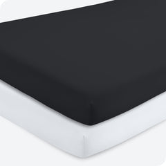 Bare Home 2-pack fitted crib sheets front view for a snug, secure crib fit.