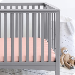 Bare Home crib sheets microfiber close-up emphasizes soft, breathable surface for baby comfort.