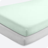 Bare Home Spring Mint crib sheet close-up shows ultra-soft microfiber texture for baby comfort.