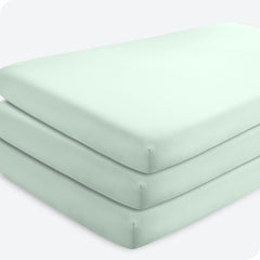 Bare Home Spring Mint crib sheet close-up showing ultra-soft microfiber texture for baby sleep comfort.