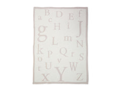 Barefoot Dreams CozyChic ABC Blanket Stone-Cream fabric detail highlights soft microfiber texture for baby comfort.