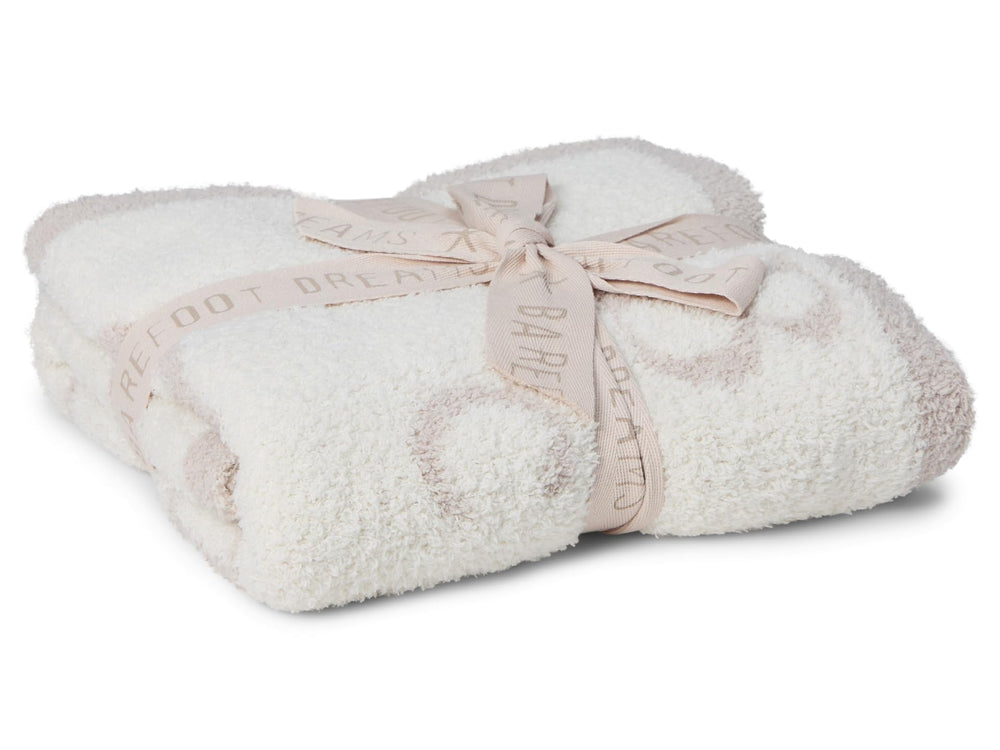 Barefoot Dreams CozyChic ABC Blanket Stone-Cream front view for cozy learning moments.